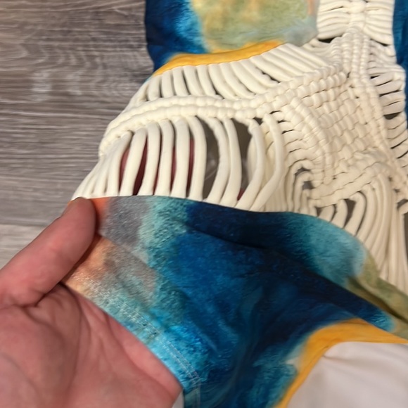 NWOT Venus cream yellow orange one piece swimsuit bathing suit cutouts 4 - Picture 4 of 10